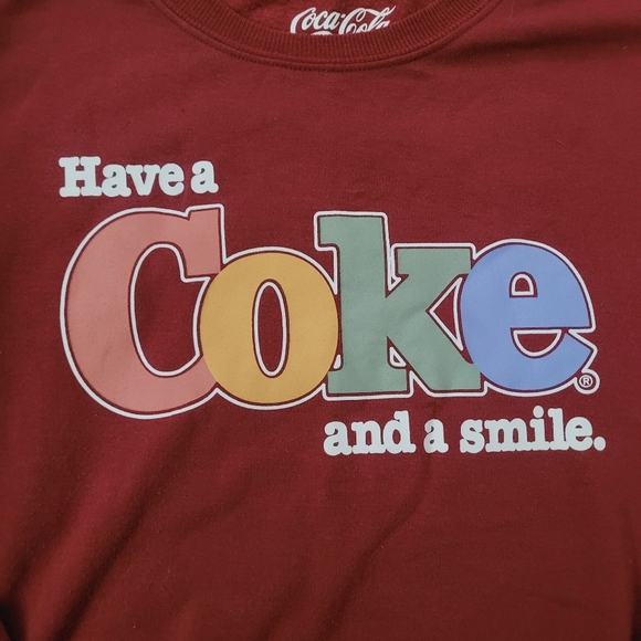 Coca Cola Maroon Crewneck Sweatshirt - Picture 2 of 5